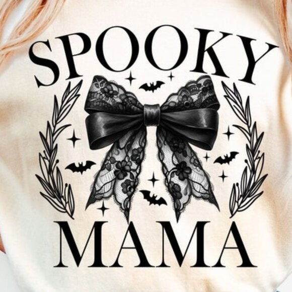 Spooky Season Tee, Spooky Mama Tee, Coquette Halloween Tee - Picture 2 of 4